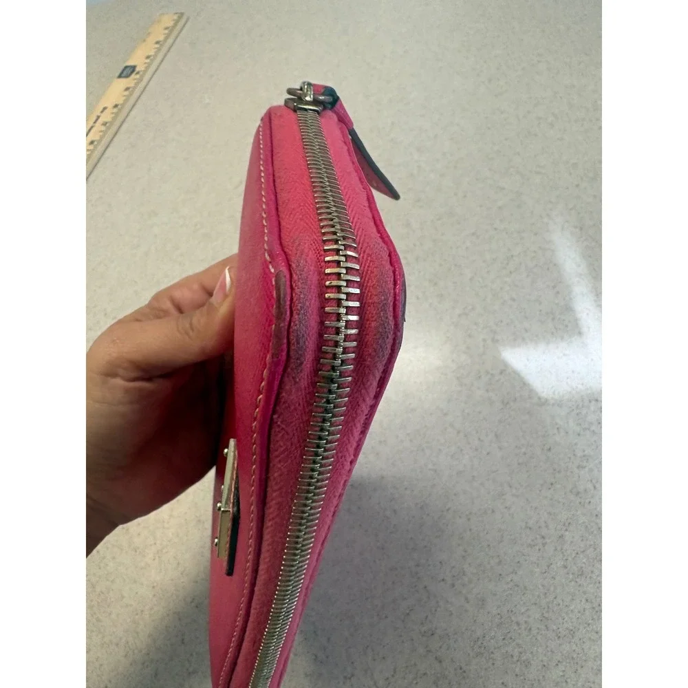 Dooney‎ & Bourke Hot Pink Saffiano Zip Around Wallet Leather Continental Wallet